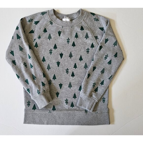 Hanna Andersson 120 6-7 Grey Christmas Tree Holiday Printed Sweatshirt - Picture 1 of 2